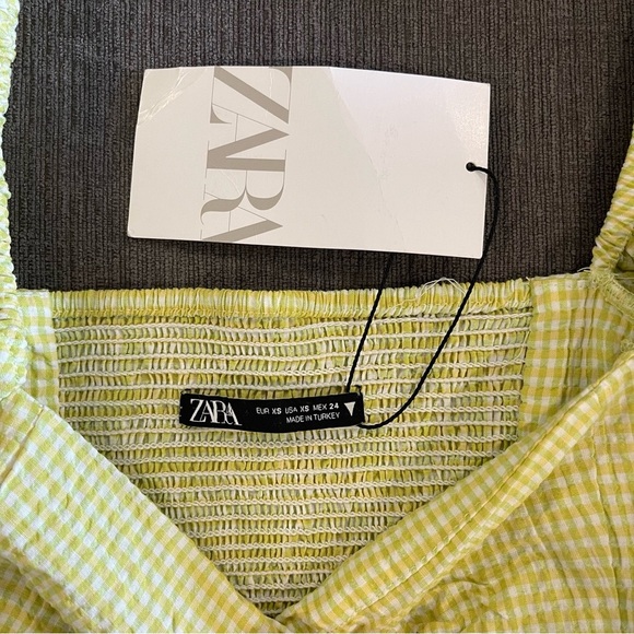 NWT Zara Green and White Gingham Check Crop Top - Size XS - Picture 4 of 7